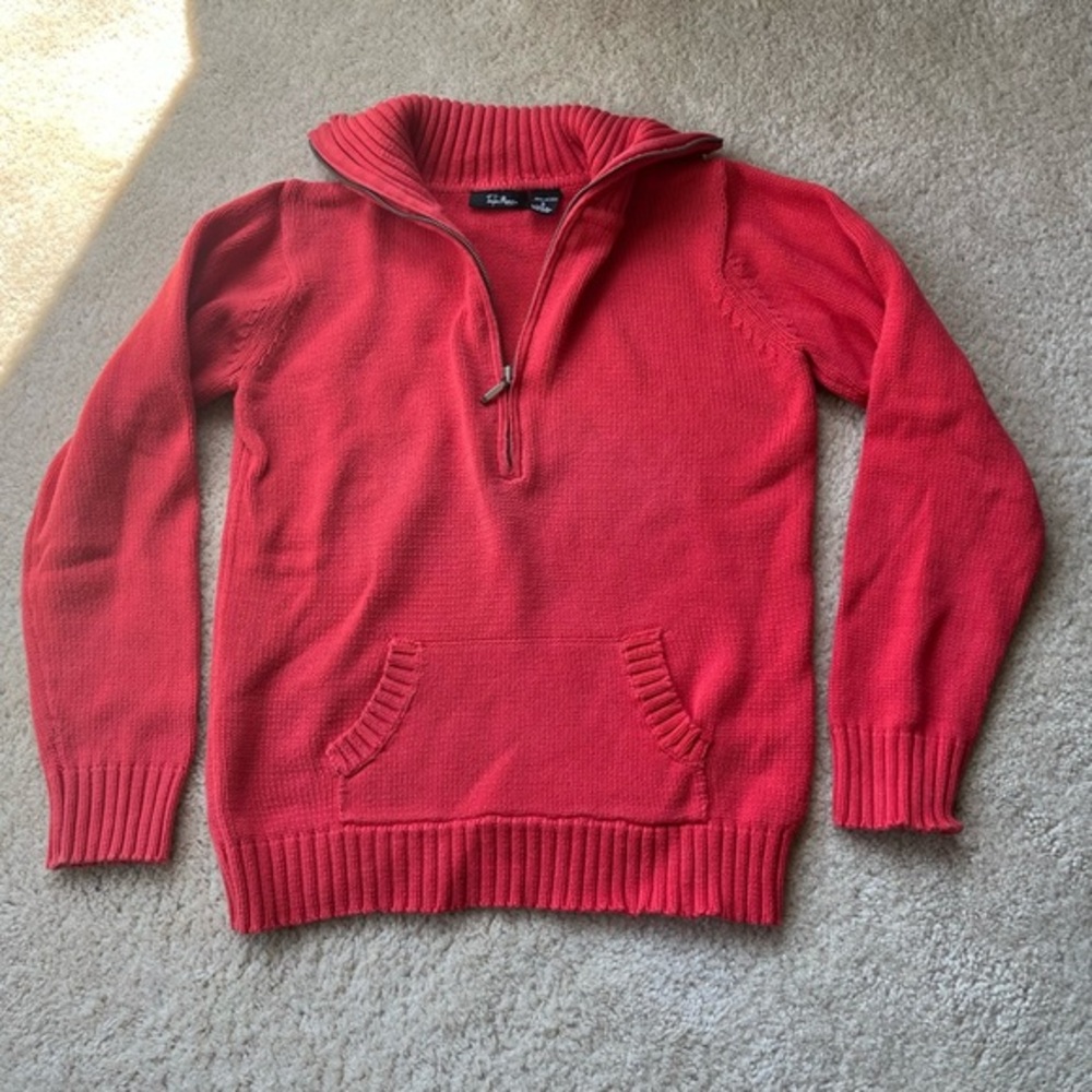 Taylor Marcs Women’s Coral 1/4 Zip Pullover 100% Cotton Sweater - Size S - EUC